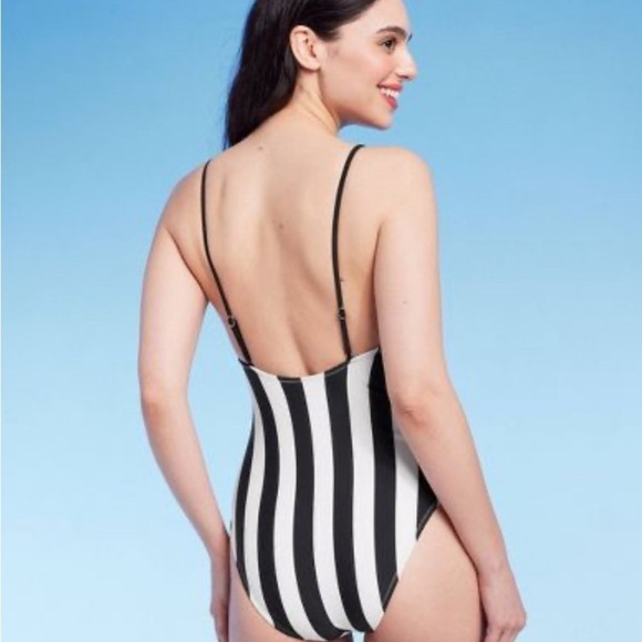New Women's Square Neck High Leg Cheeky One Piece Swimsuit -Shade & Shore M 8-10 - Picture 3 of 8
